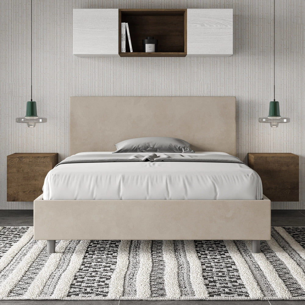Letto Matrimoniale Extra Large 200x210 cm con Rete Adele Sabbia