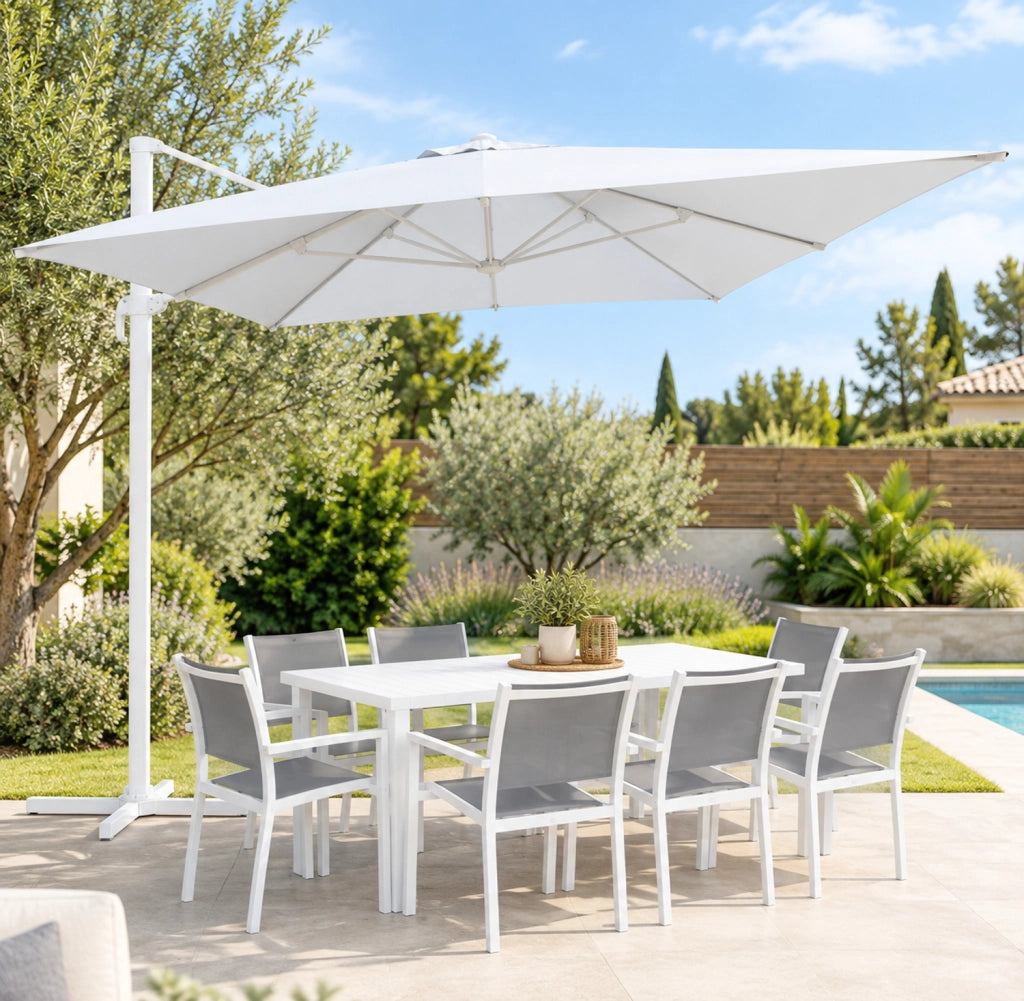 Ombrellone offset MOLOKAI rettangolare 3x4m bianco + copertura