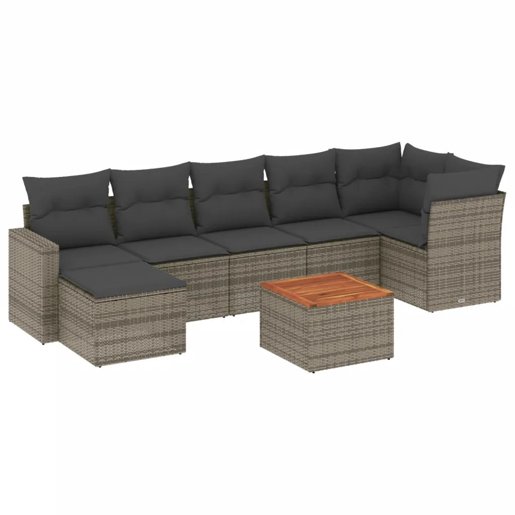 Set Divano da Giardino 8 pz con Cuscini Grigio in Polyrattan 3256564