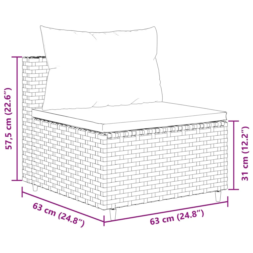 Set Divano da Giardino 9 pz con Cuscini Grigio in Polyrattan 3308314