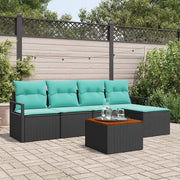 Set Divano da Giardino con cuscino 6 pcs Nero polyrattan 3347697