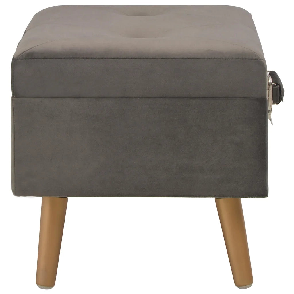 Sgabelli con Contenitore 3 pz in Velluto Grigio 329256