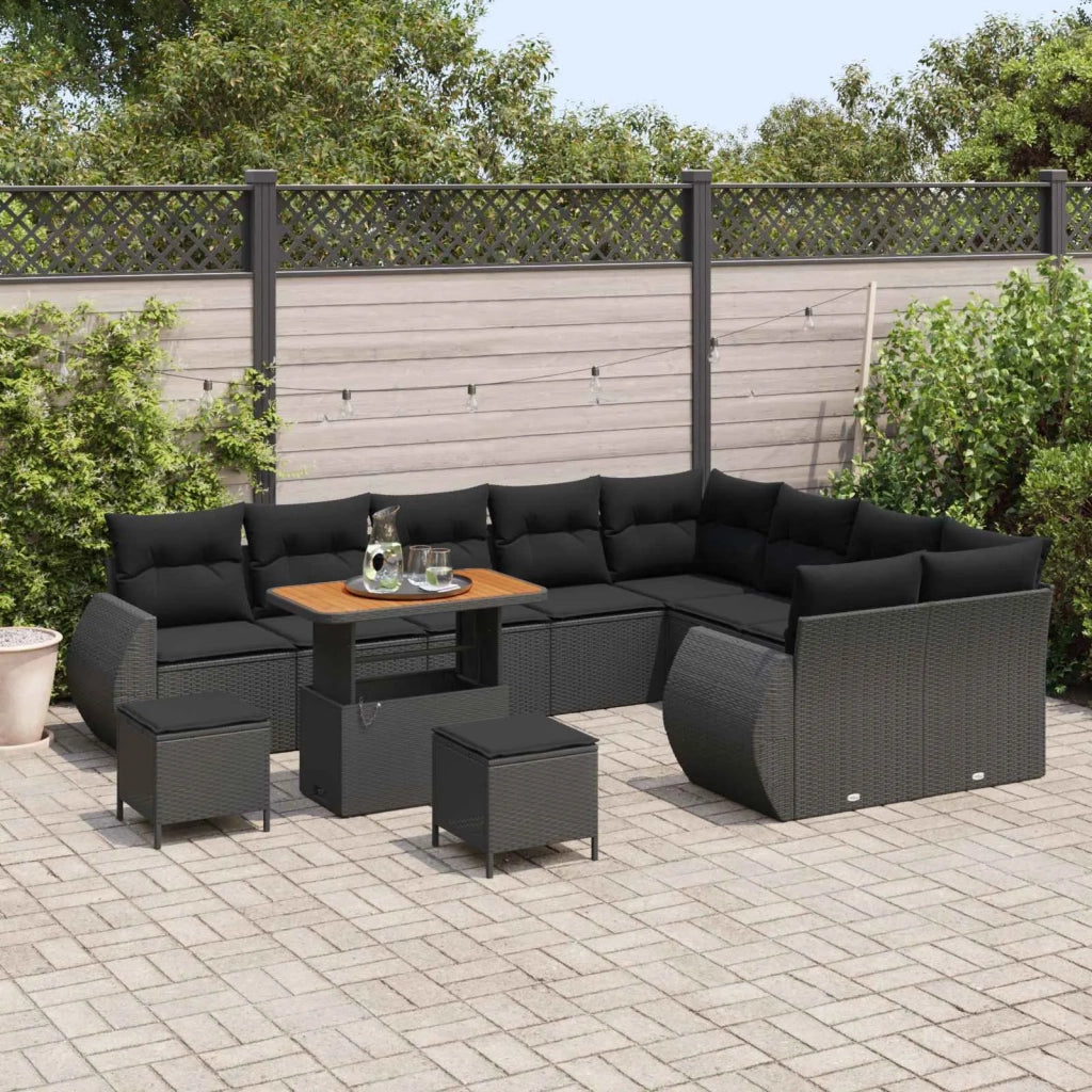 Set Divano da Giardino con cuscino 12 pcs Nero 3363864