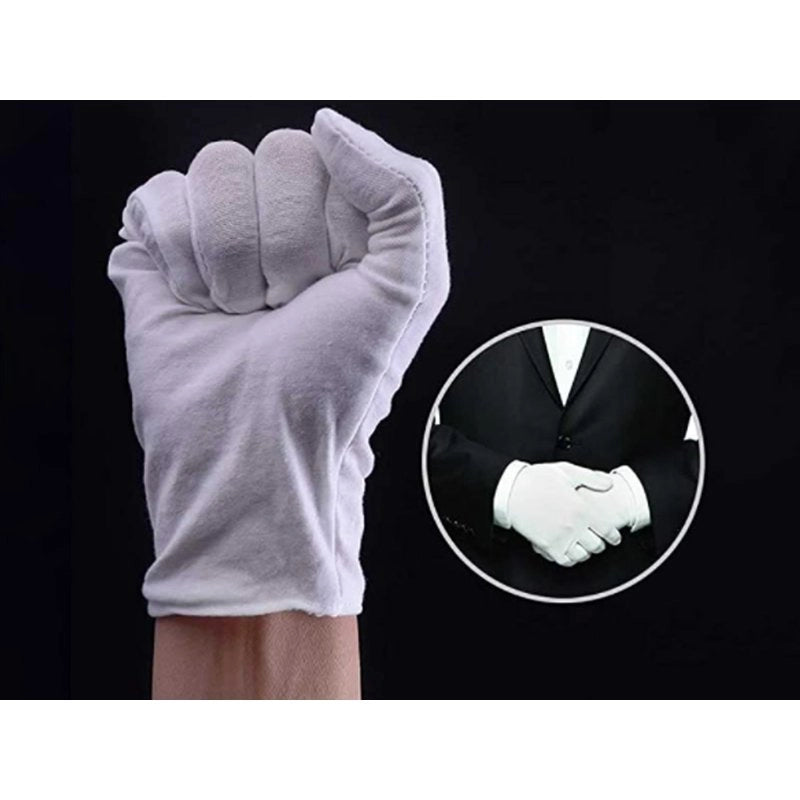 12 Paia Guanti Cotone Bianco Taglia L 9
