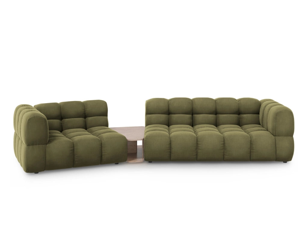 Cosmopolitan Design - Divano modulare sinistro "Sky" 3 posti in velluto verde chiaro 