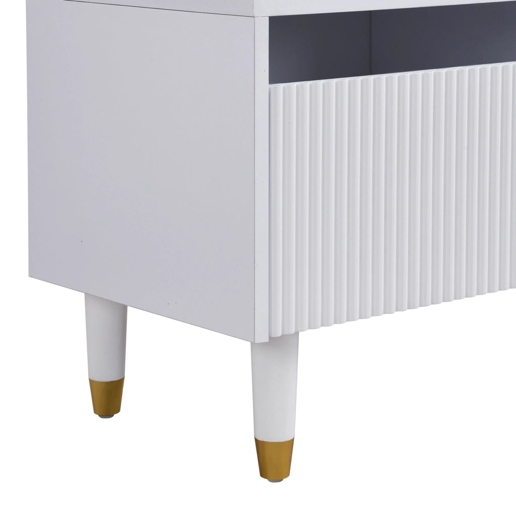 Mobile TV 178x35x45 cm con 4 cassetti e passacavi in MDF bianco
