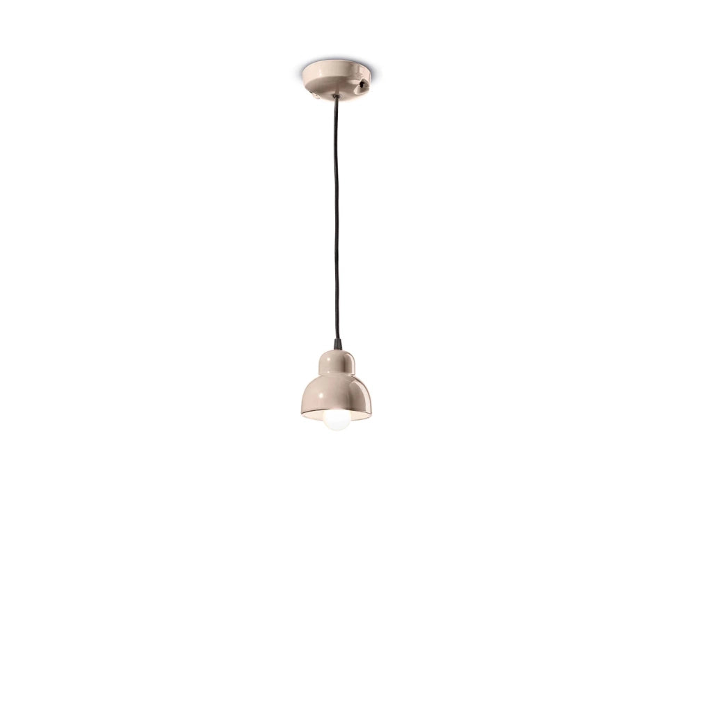 Lampadario Vintage Decò Berimbau Ceramica Grigio Sabbia 1 Luce E14