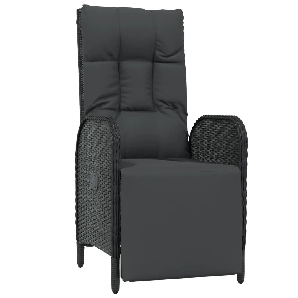 Set da Pranzo da Giardino 5 pz Nero con Cuscini in Polyrattan 3185076