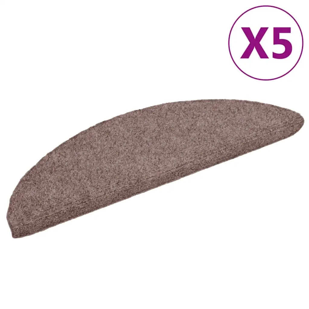 Tappetini per scale autoadesivi 5 pz | Gradini per Scale 56x17x3 cm Marrone Chiaro Semicircolari