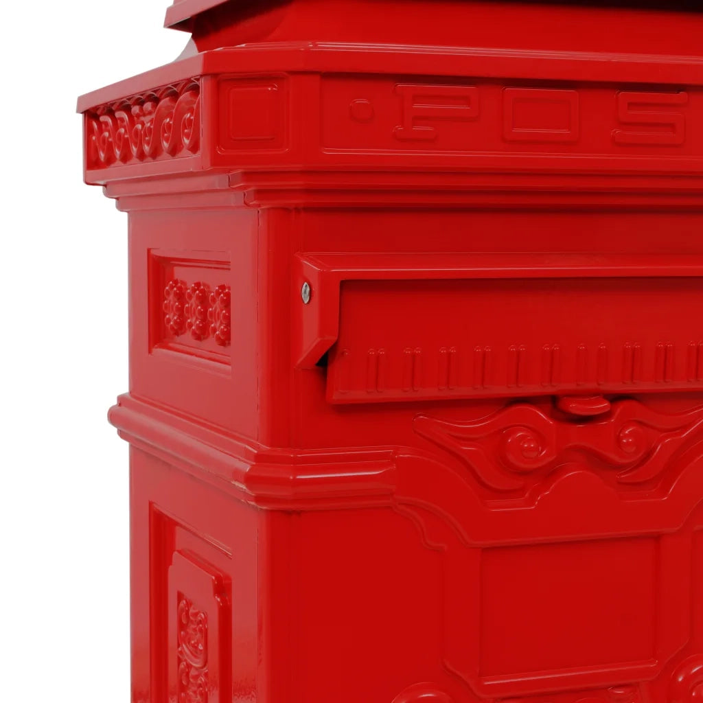 Cassetta della Posta in Alluminio Inossidabile Vintage Rossa 43891