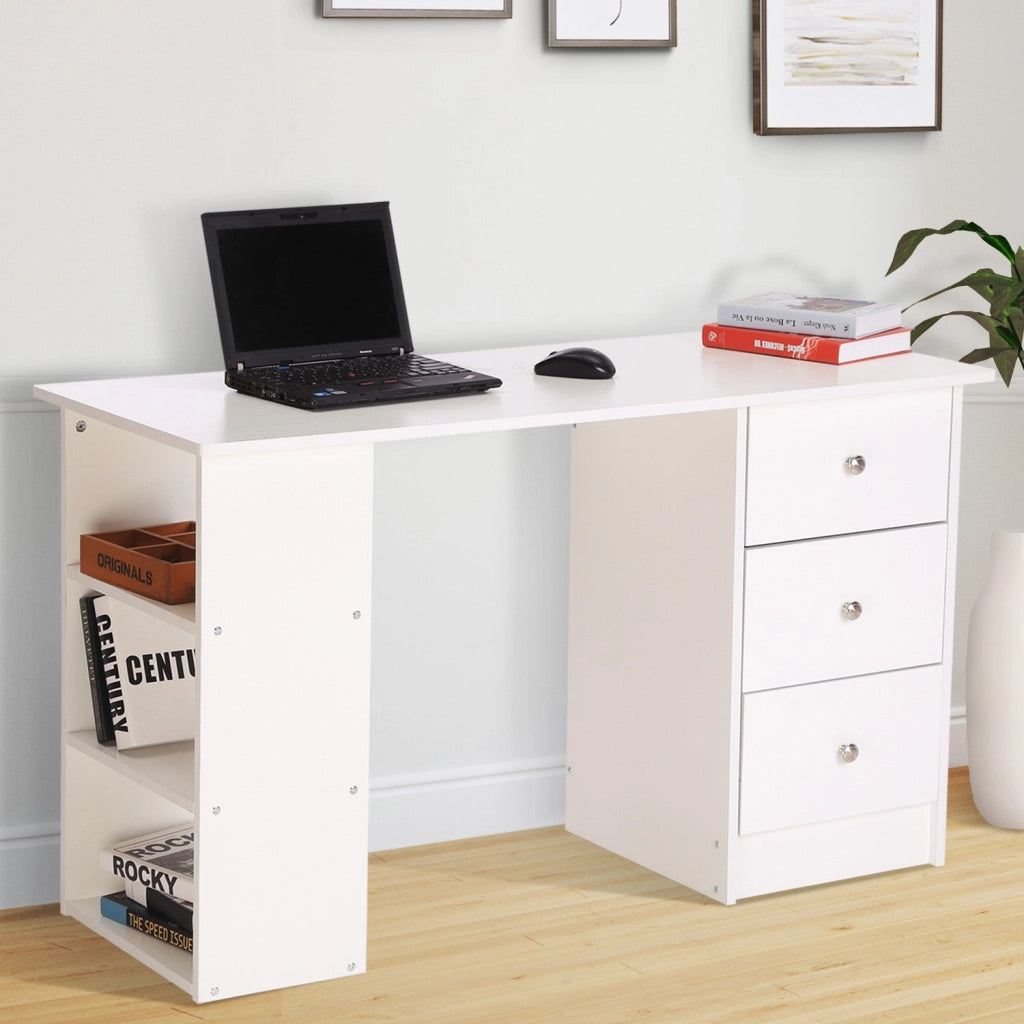 Scrivania con Cassetti e Ripiani Portaoggetti Bianco 120x49x72 cm