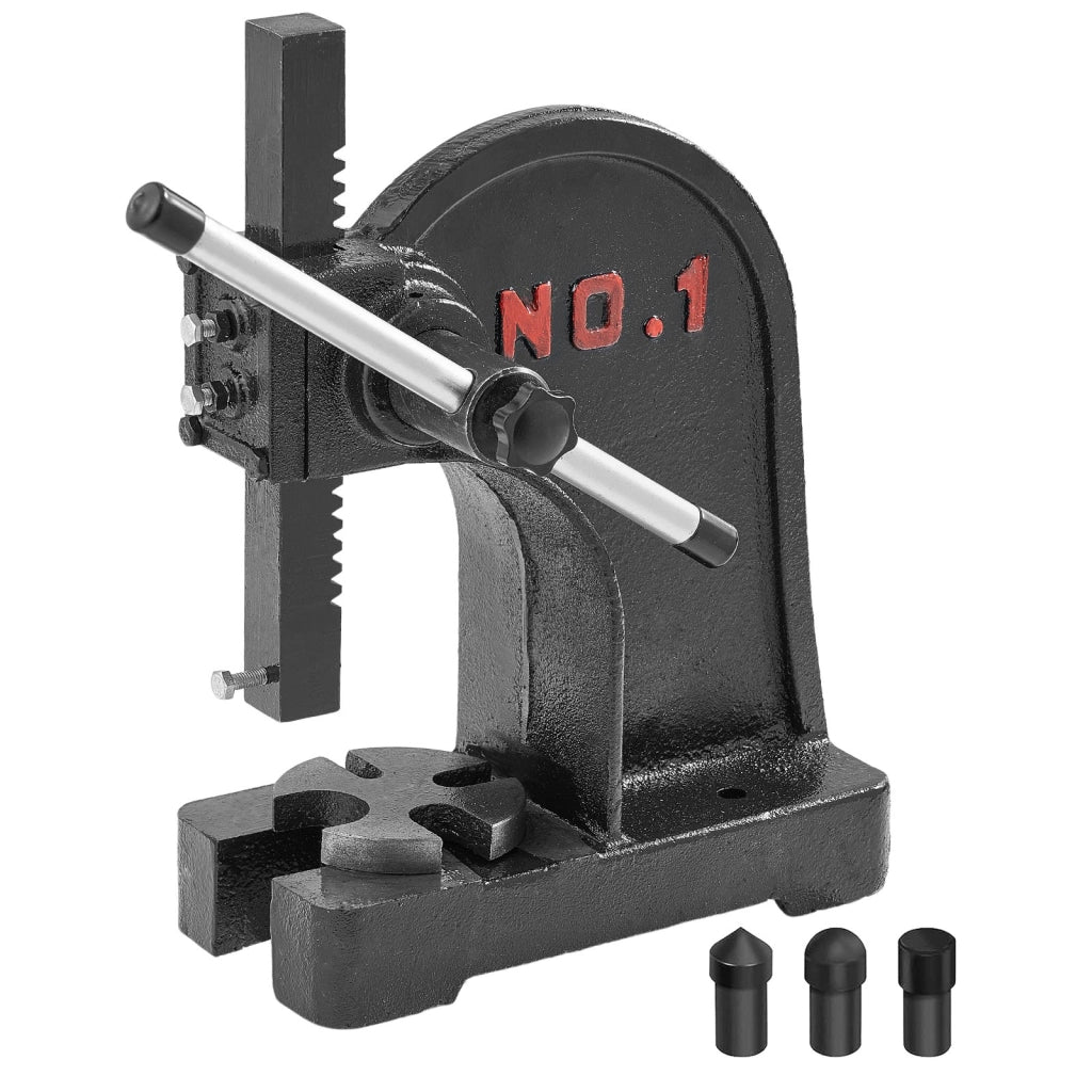 Pressa manuale da banco AP-1 da 1 tonnellata in ghisa per officina e fai da te, altezza massima 15 cm, robusta per piegatura e stampaggio