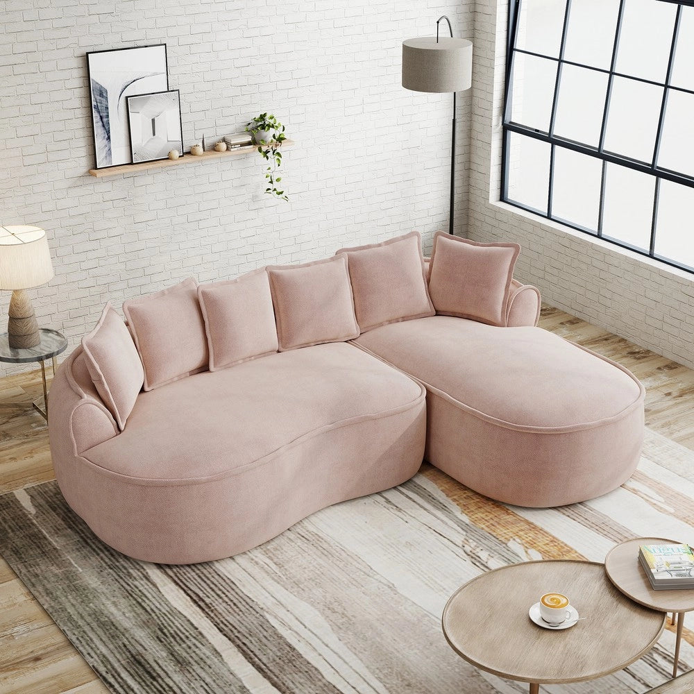 Divano Angolare Chaise Longue con Cuscini ¨C Xylo ¨C Chenille Rosa, Modulare