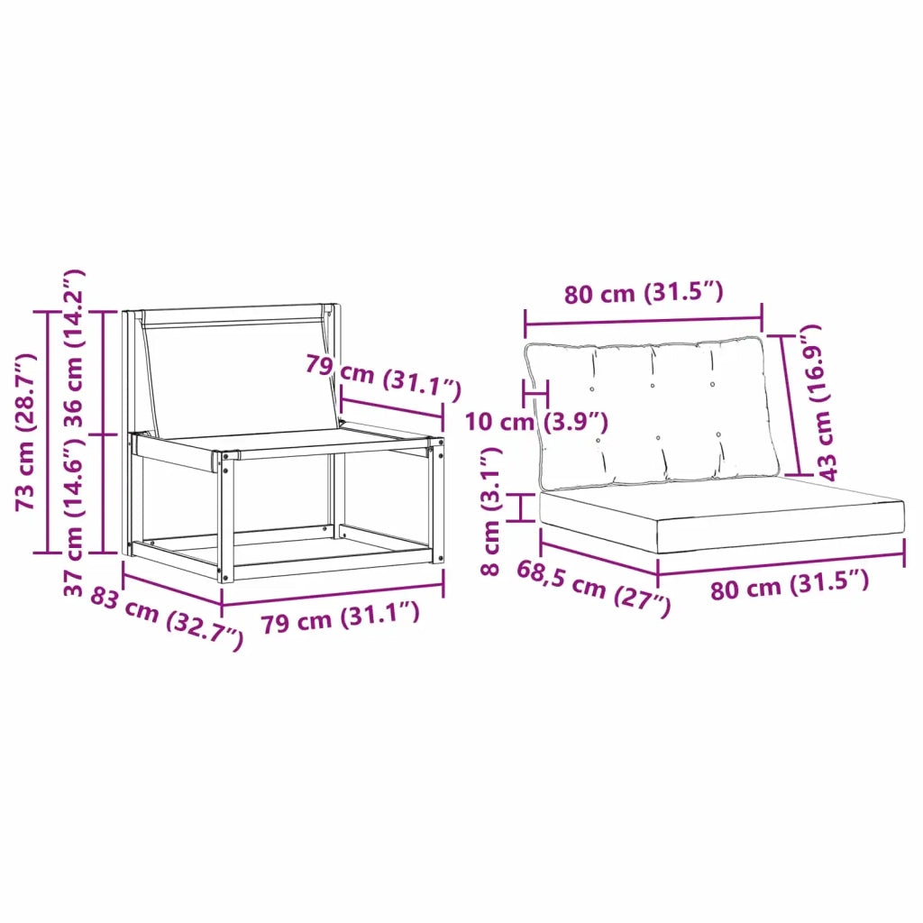 Set di divani da esterno 3 pz Naturale e Nero 3369147