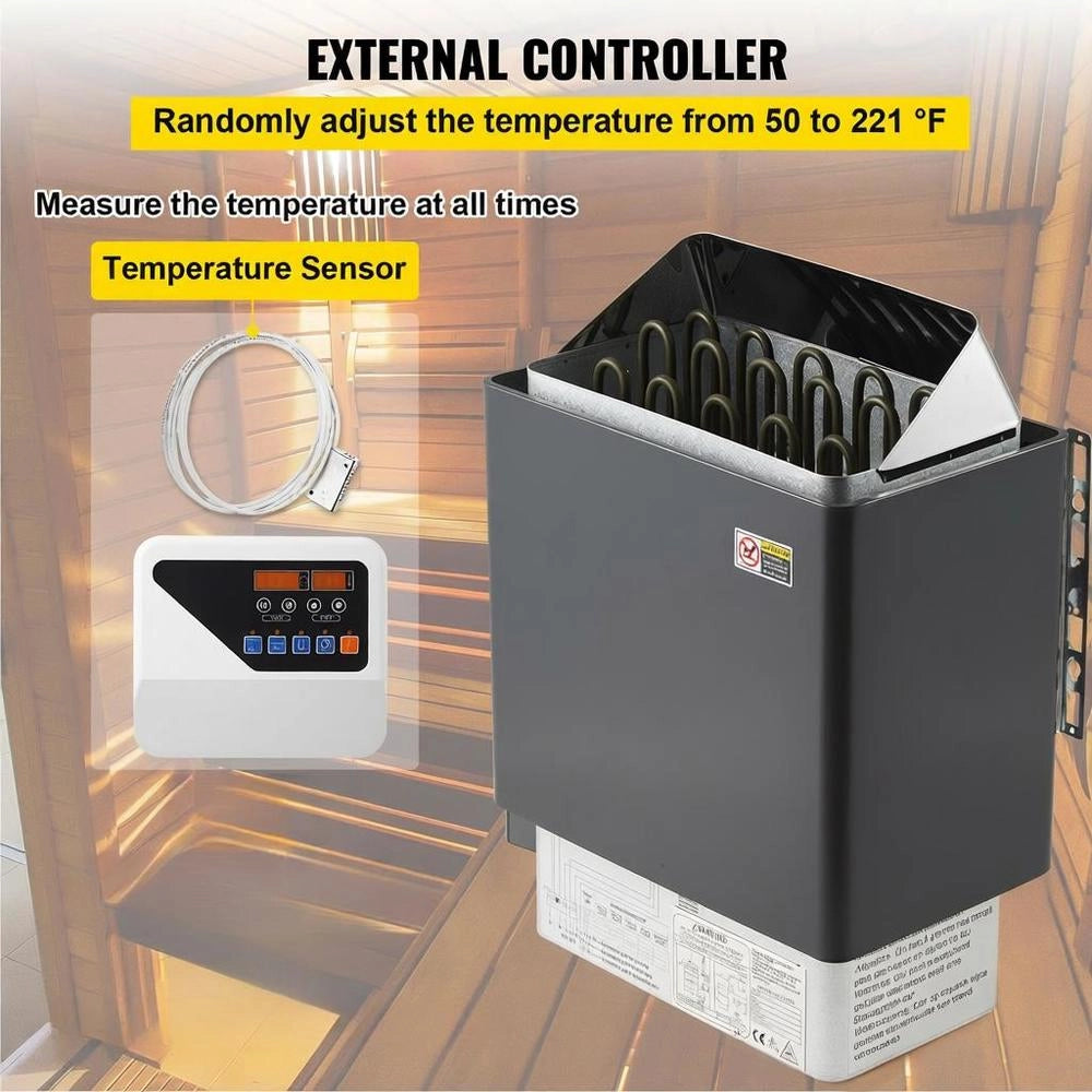 Stufa Elettrica Sauna 9KW Controllore Esterno Bagnato Secco 380-415V Domestica Spa 9-13m³