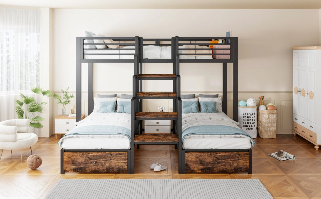 letto a castello metallo e legno nero 90 x 200 cm