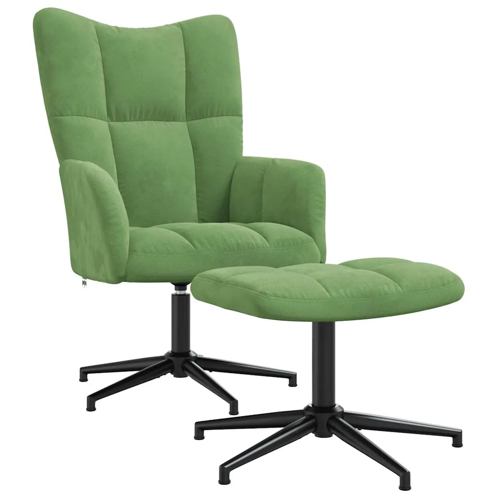 Poltrona Relax con Poggiapiedi Verde Chiaro in Velluto 328109