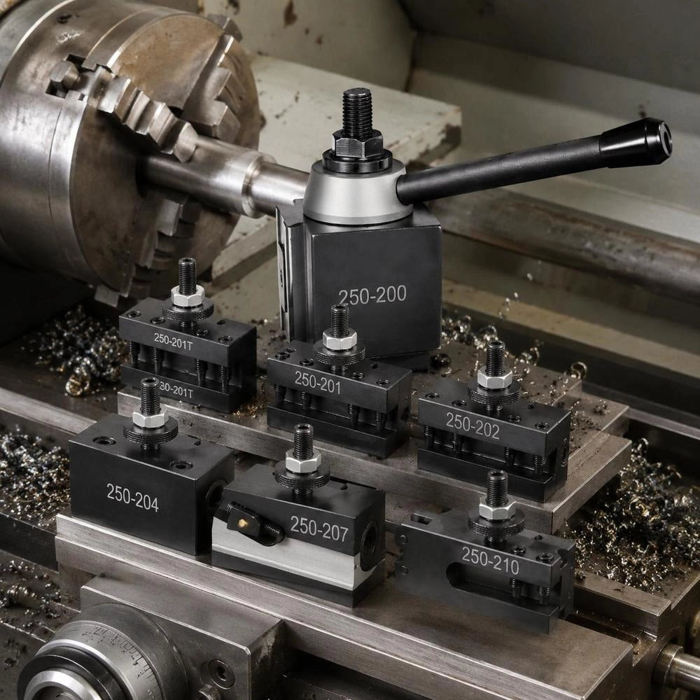 Quick-change Tool Holder Set, 8-piece, Steel Holder, For Mini Lathes And Metal Lathes With A Swing Diameter Of 254-381mm, Durable Steel Material, Ideal For Your Workshop