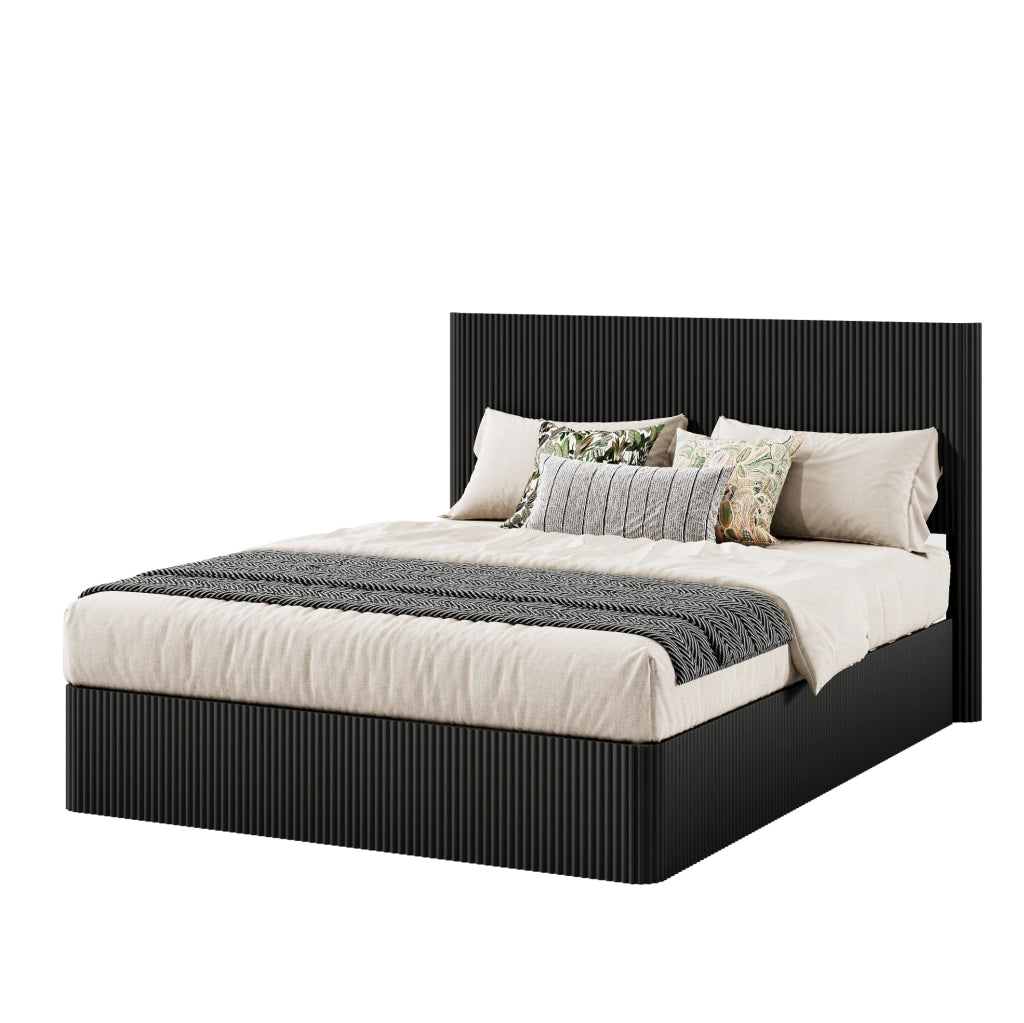 Letto contenitore 160x200 cm nero con sollevamento idraulico