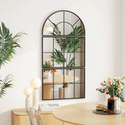 Specchio da parete a 3 pezzi con cornice in metallo nero e vetro da 4 mm; segmenti ad arco e rettangolari