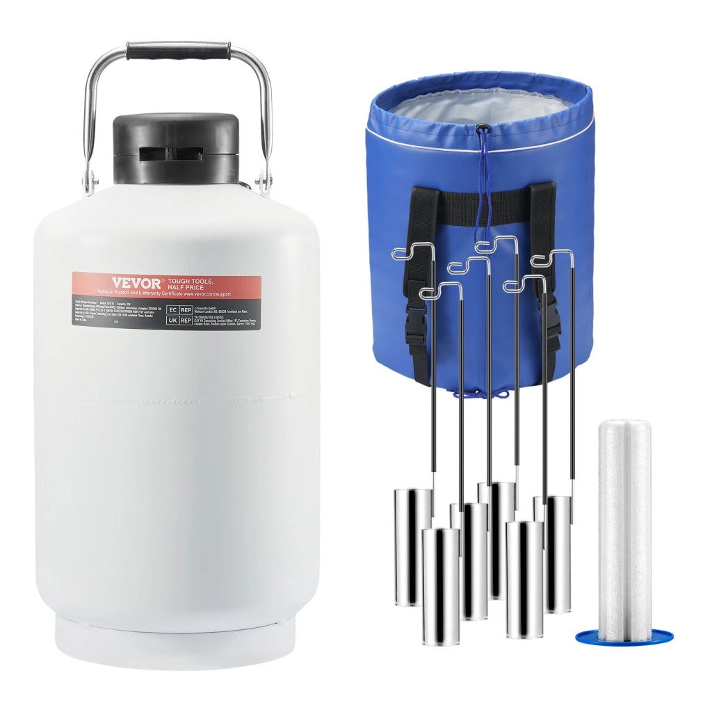 Serbatoio Criogenico per Azoto Liquido 10 L YDS-10 in Lega di Alluminio con 6 Canestri e Borsa di Trasporto Robusto e Portatile