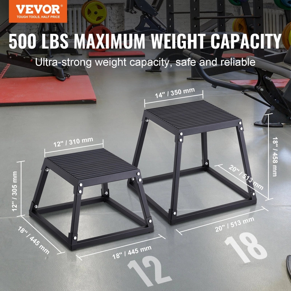Box Pliometrico 305mm Piattaforma Pliometrica Carico 227 kg Jump Box Robusto Nero SS-B-12 per Allenamento Fitness e Palestra