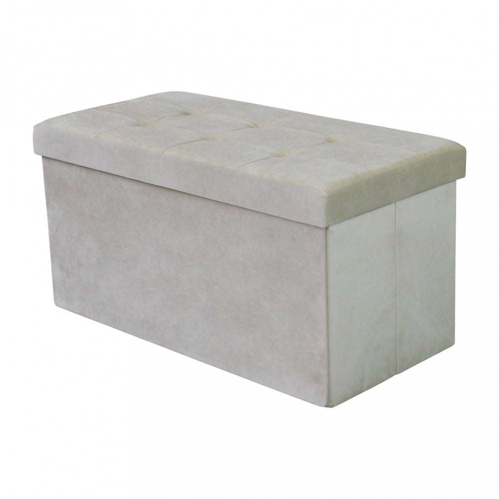 POUF CONTENITORE RETTANGOLARE IN VELLUTO BEIG