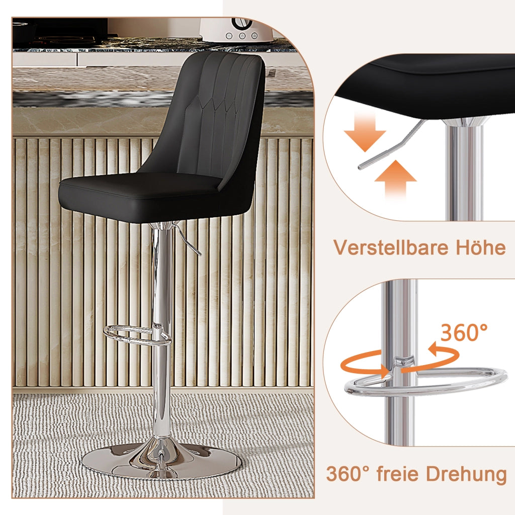 SGABELLO BAR Regolabile Set da 2 pezzi 95,5-117,5 cm PU Nero e Metallo