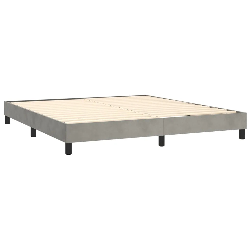 Letto a Molle con Materasso e LED Grigio Chiaro 160x200 cm Velluto