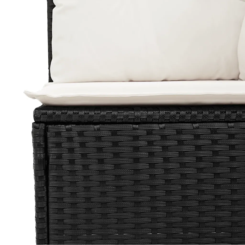 Set Divano da Giardino 6 pz con Cuscini Nero in Polyrattan 3328127