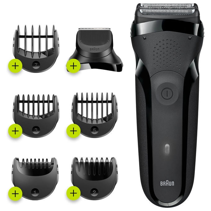 Braun 735742 Series 3 Rasoio elettrico Rotazione Bagnato e Secco 3 testine autonomia 30 min colore Nero