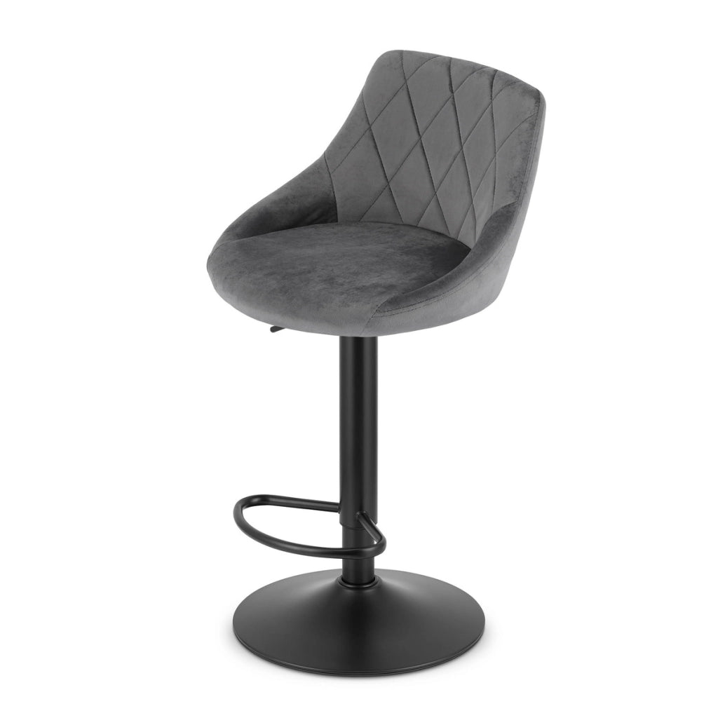 Sgabello da bar girevole OSKAR KAST velluto grigio con base nera
