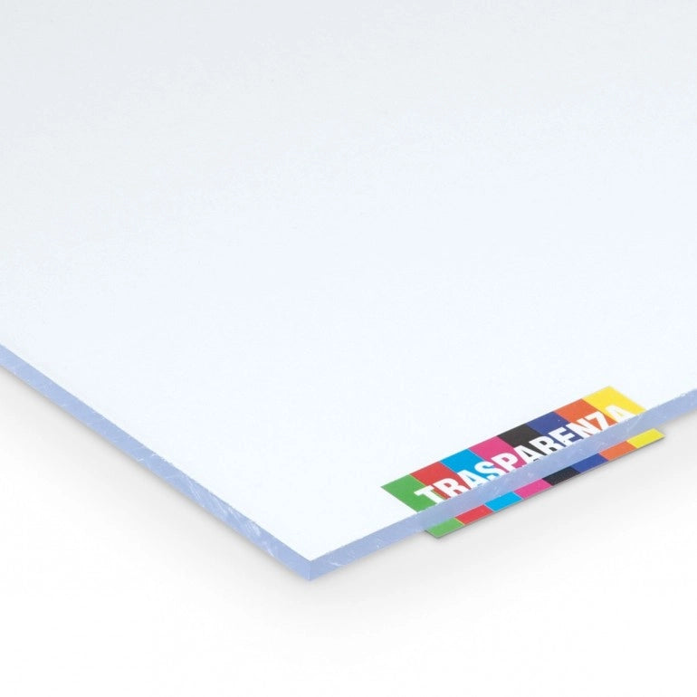 Lastra vetro sintetico spessore 2 mm dimensione 200 x 100 cm trasparente finitura superficie liscia