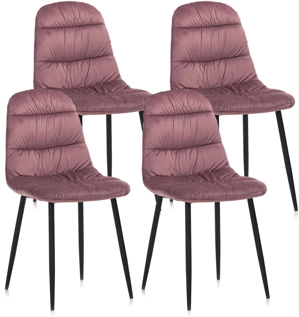 Set 4 Sedie 44x40x90 cm in Velluto Rosa