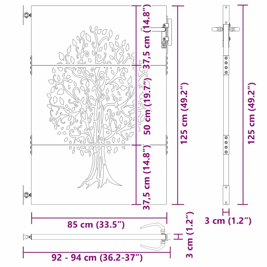 Cancello da giardino con blocco Nero 85 x 125 cm 42015860