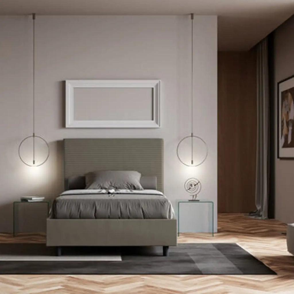 Letto una piazza e mezza senza rete imbottito 120x190 similpelle cappuccino Focus