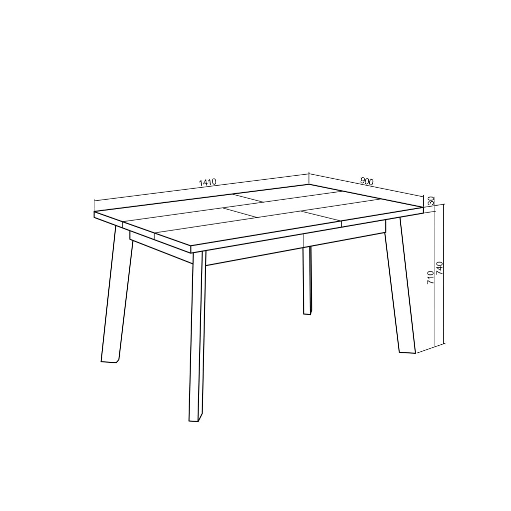 Tavolo da Pranzo, 140x90x74cm, Per 6 persone, Gambe in legno, colore Rovere RF2902
