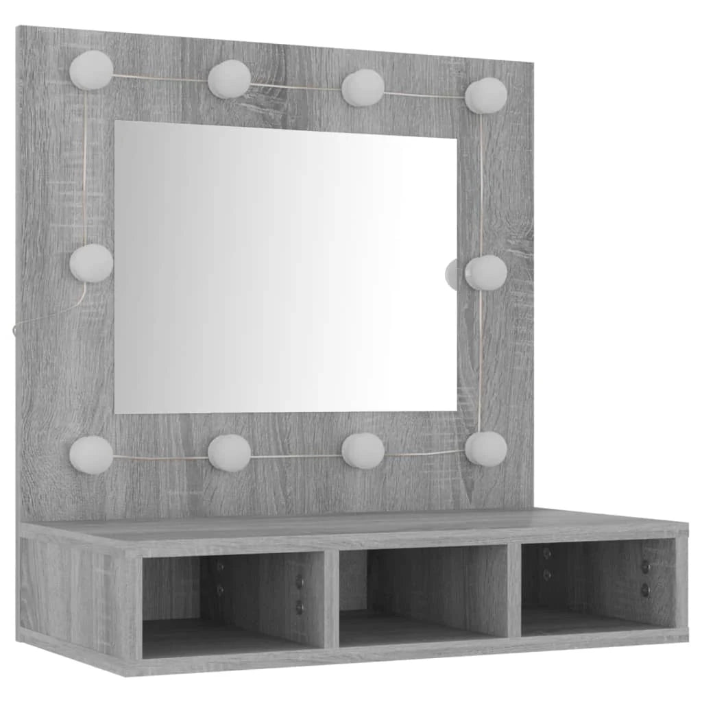 Armadio a specchio con illuminazione a LED 60 x 31,5 x 62 cm grigio 02_0006676