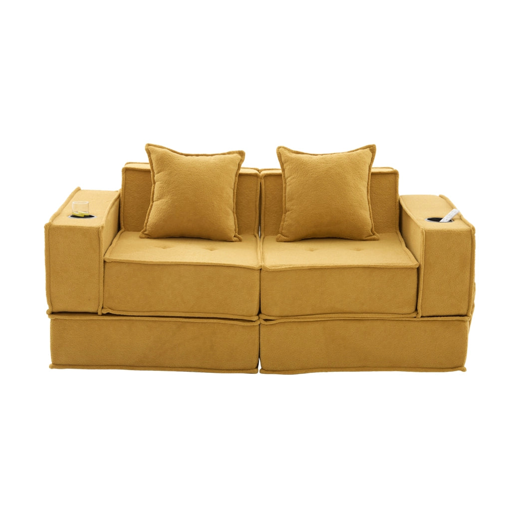 Divano Letto 2 Posti con Poggiapiedi e Cuscini ¨C MINIMAL ¨C Tessuto