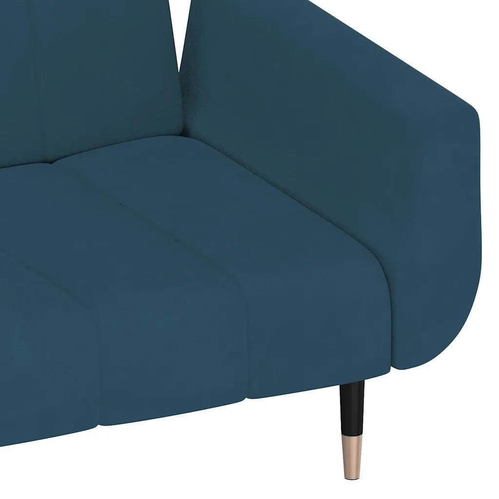 Divano Letto a 2 Posti con 2 Cuscini Blu in Velluto 337581