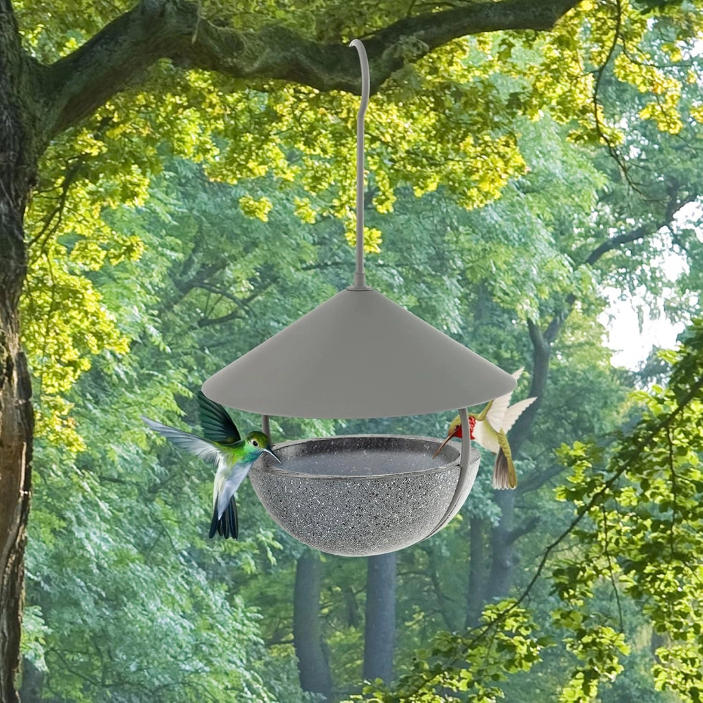 Mangiatoia per Uccelli da Esterno, Mangiatoia Appendibile 2 in 1 per Semi e Acqua, con Cupola Impermeabile, Gancio e Ciotola, Mangiatoia per Uccelli Selvatici da Balcone e Giardino