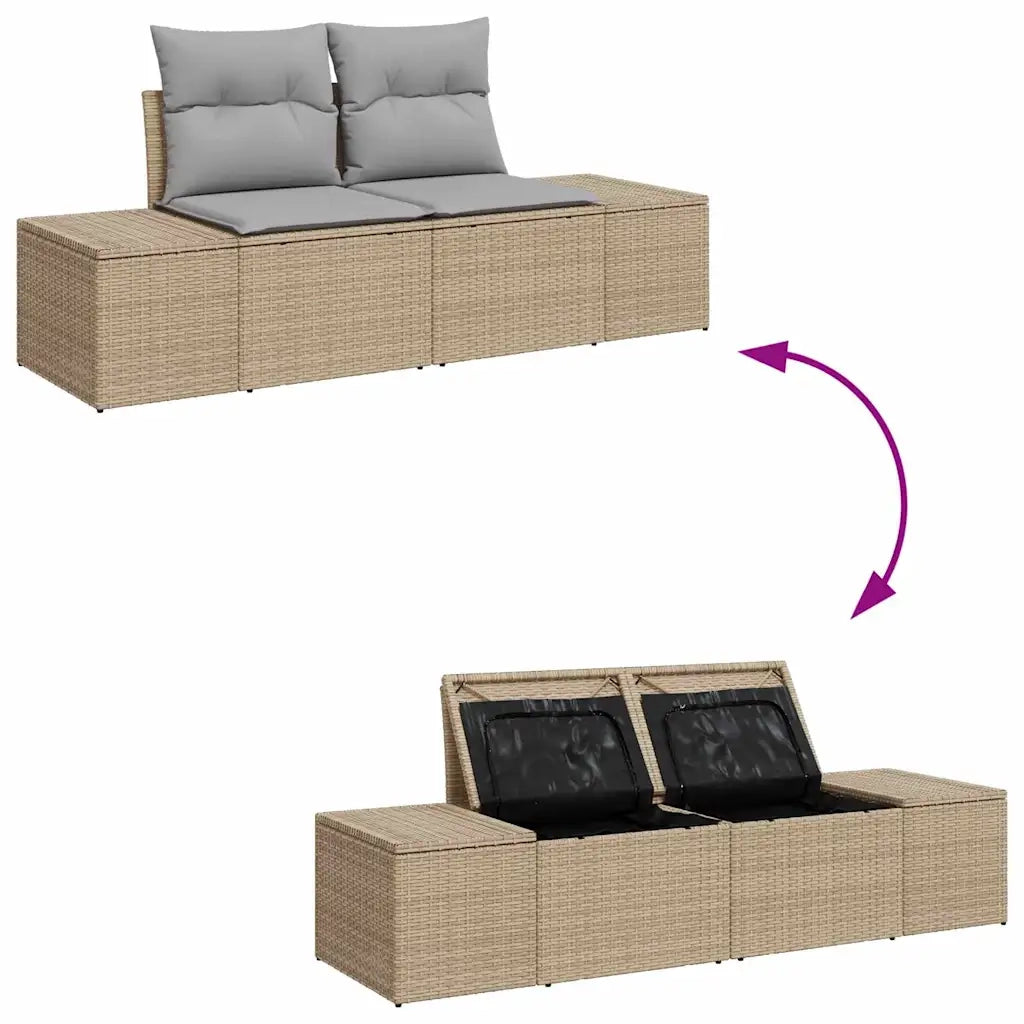 Set Divano da Giardino 9 pcs Beige e Grigio Chiaro Polyrattan 3355899