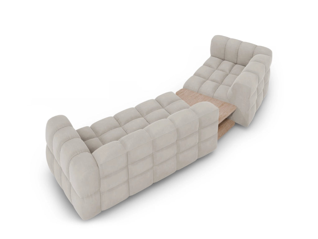 Cosmopolitan Design - Divano modulare sinistro "Sky" 3 posti in velluto beige chiaro 