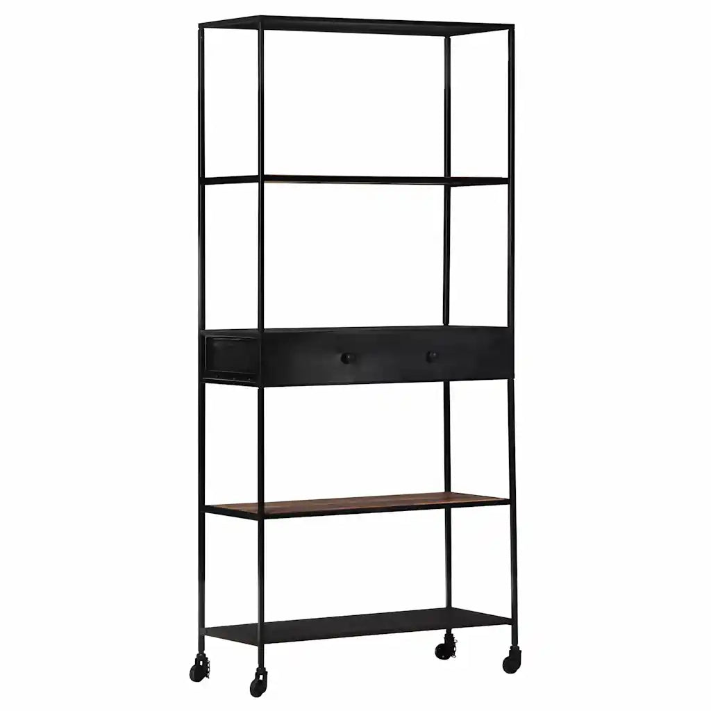 Libreria 80x35x180 cm in Legno di Mango Grezzo e Ferro 323734