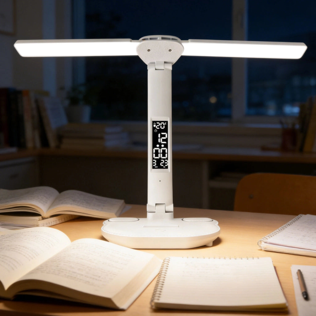 Lampada da scrivania LED bianca a doppia testa 3W