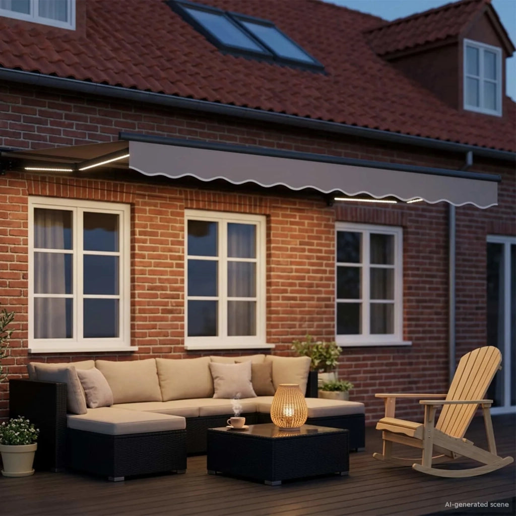 Cornice per Tenda Manuale con LED Antracite 3,5 x 2,5 m 42024811