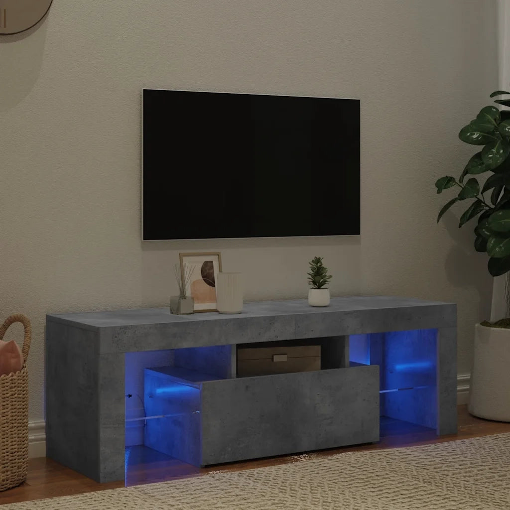 Mobile Porta TV con Luci LED Grigio Cemento 120x35x40 cm 804350