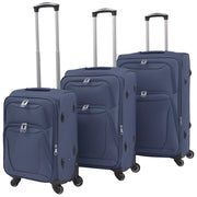 3 pz Set di Valigie Trolley Morbide Blu Marino 91317