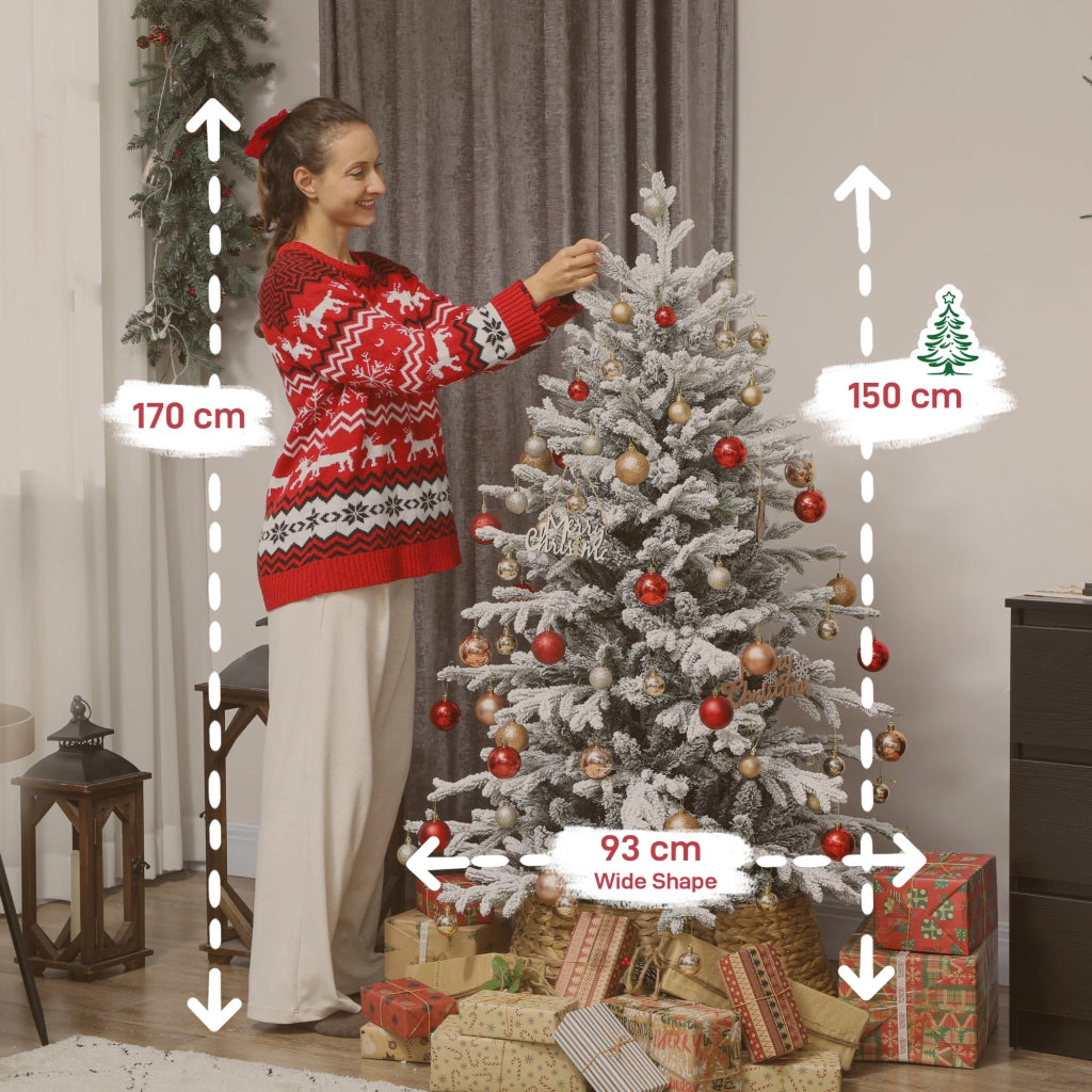 Albero di Natale Artificiale 150cm con Neve ¨C Minimal ¨C 1162 Rami Grigio