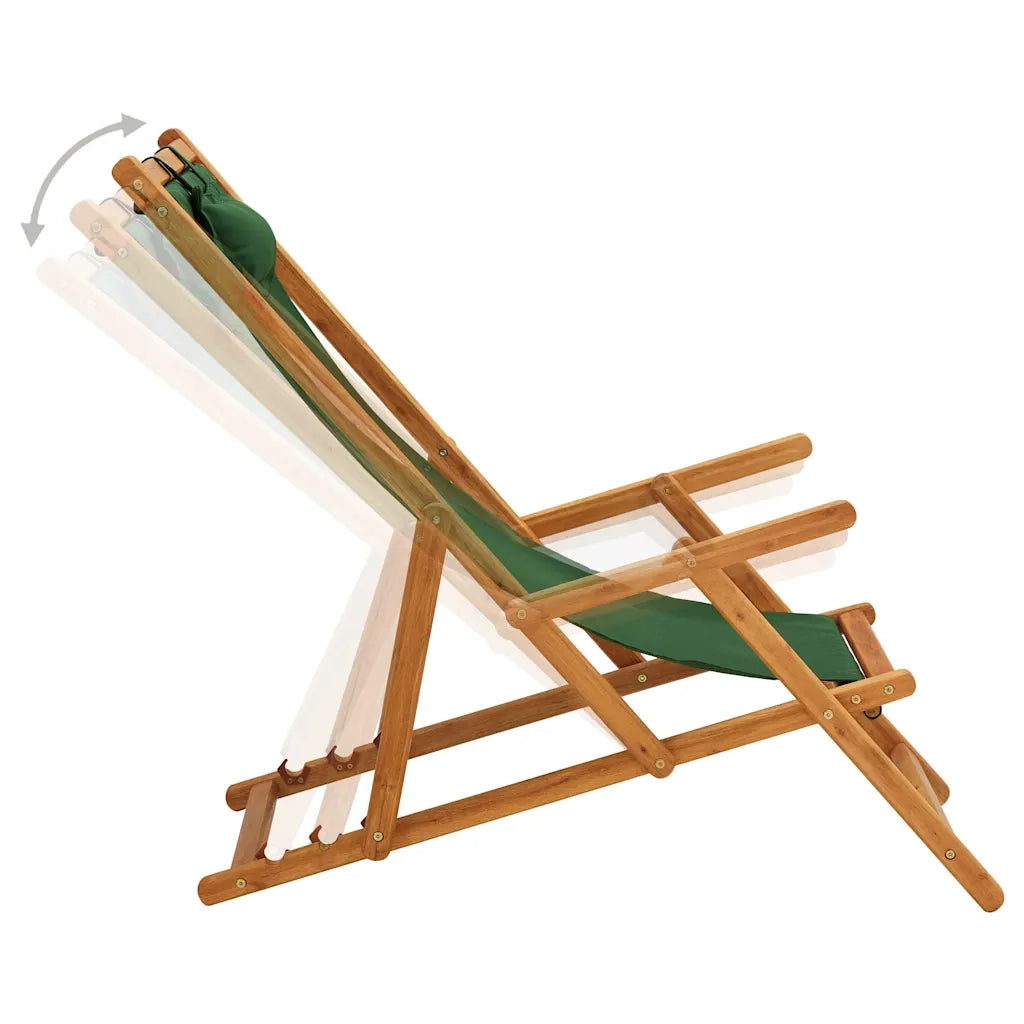Sedia pieghevole in legno massello di eucalipto e tessuto verde 310312